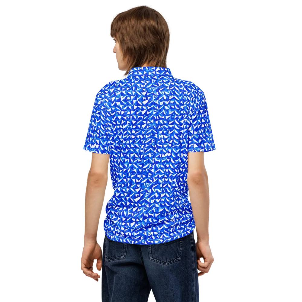 Azure Petal Static on Men's Slim Fit Polo Shirt — Back