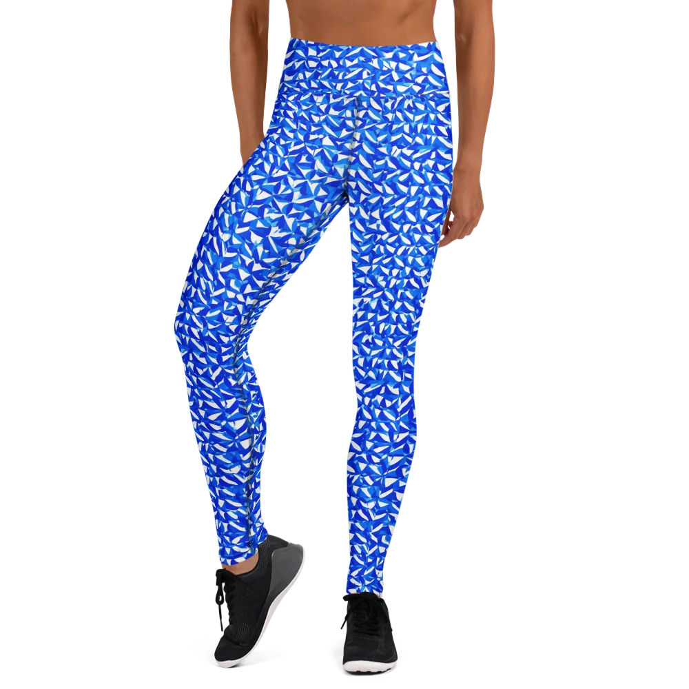 Azure Petal Static on Yoga Leggings — Front