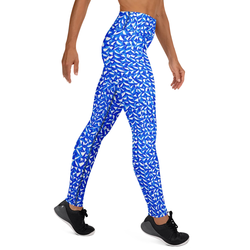 Azure Petal Static on Yoga Leggings — Right