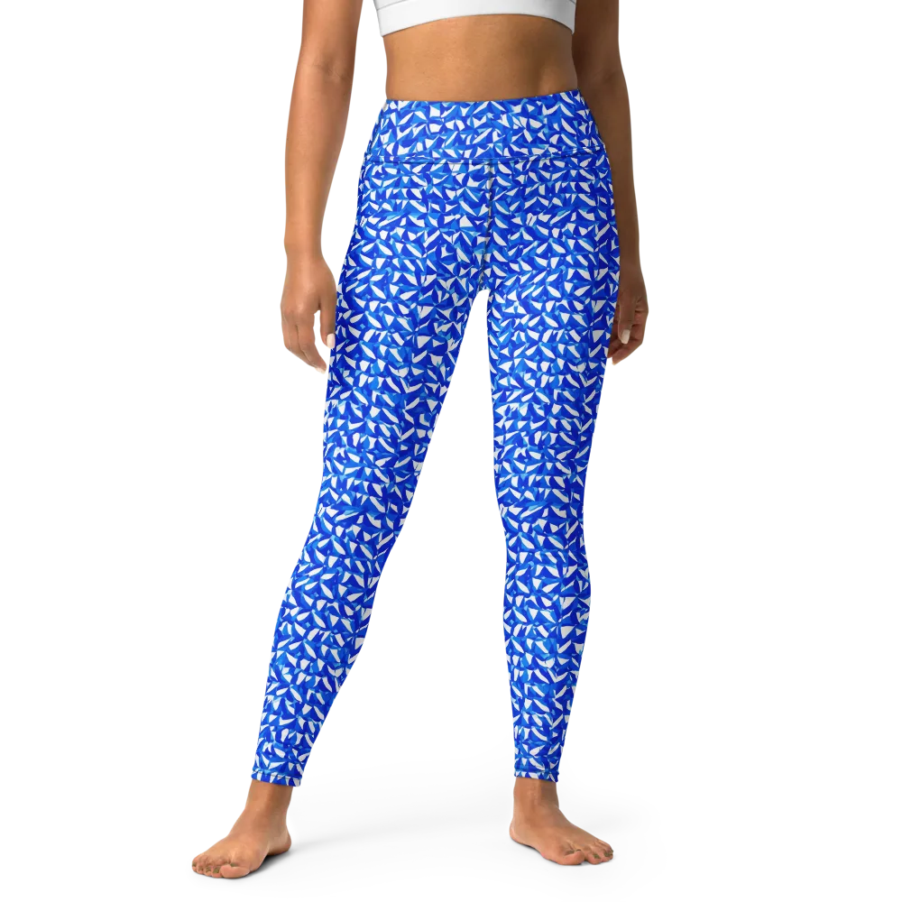 Azure Petal Static on Yoga Leggings — Front