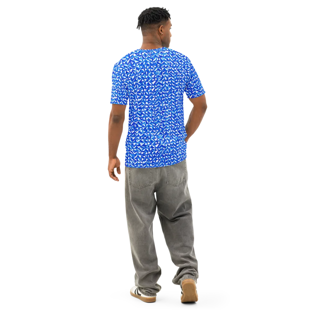 Azure Petal Static on Men's Cotton Crew Neck T-Shirt — Back