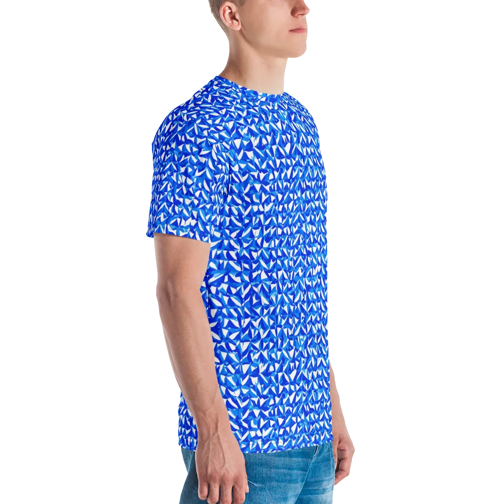 Azure Petal Static on Men's Crew Neck T-Shirt — Right