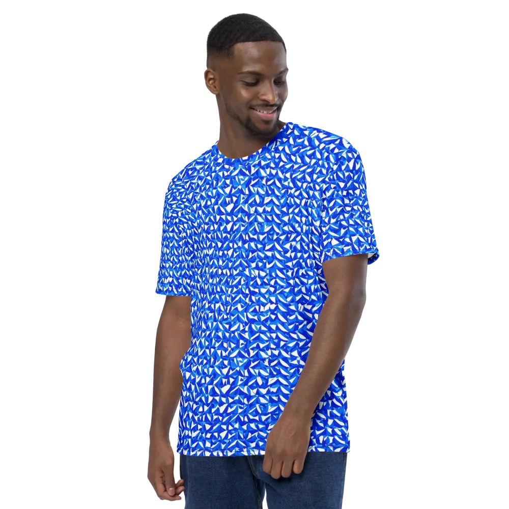 Azure Petal Static on Men's Crew Neck T-Shirt — Left