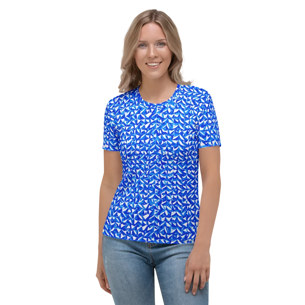 Azure Petal Static on Women's Crew Neck T-Shirt — Front