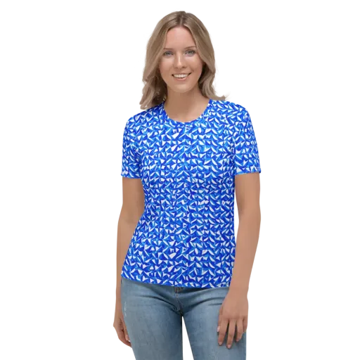 Azure Petal Static on a Women's Crew Neck T-Shirt