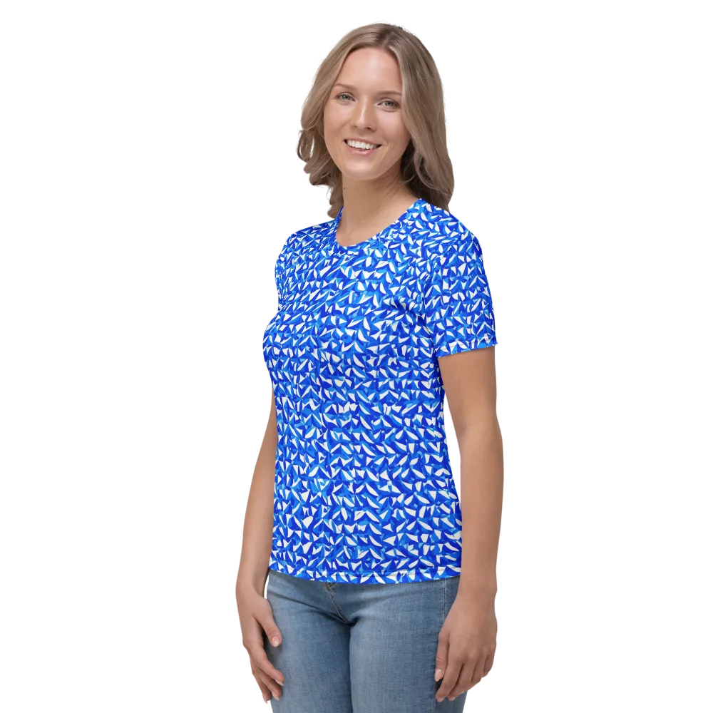 Azure Petal Static on Women's Crew Neck T-Shirt — Left