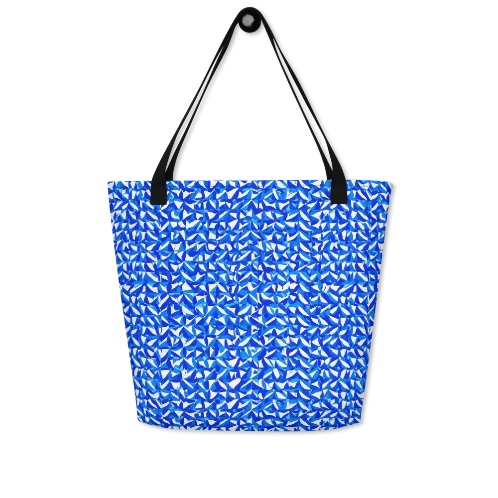 Azure Petal Static on Large Tote Bag W/ Pocket — Front