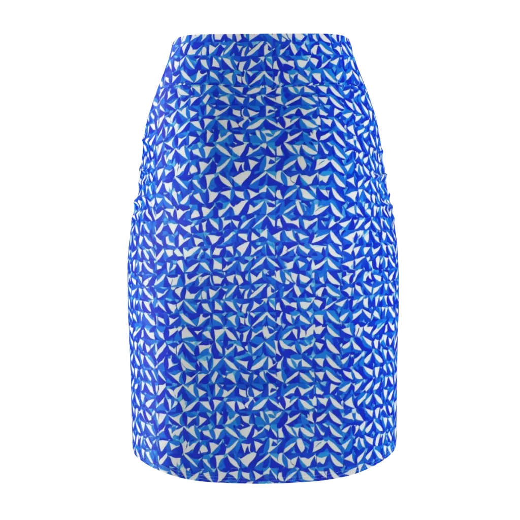 Azure Petal Static on Pencil Skirt — Back