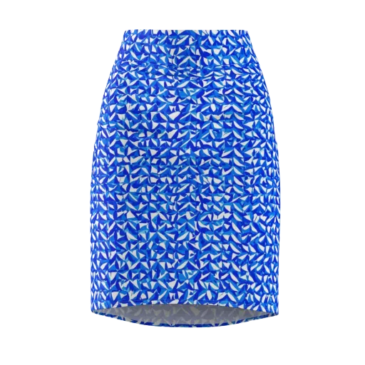 Azure Petal Static on a Pencil Skirt