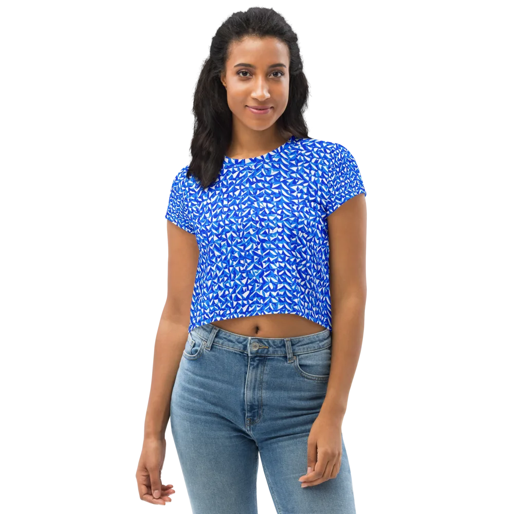 Azure Petal Static on Crop Tee — Front