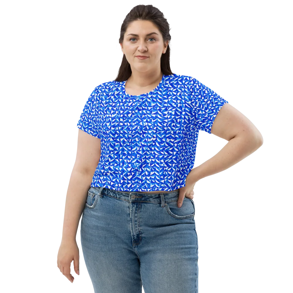 Azure Petal Static on Crop Tee — Front