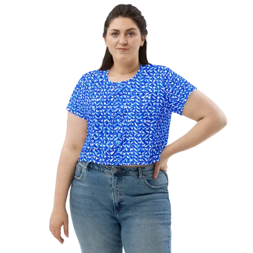 Azure Petal Static on a Crop Tee