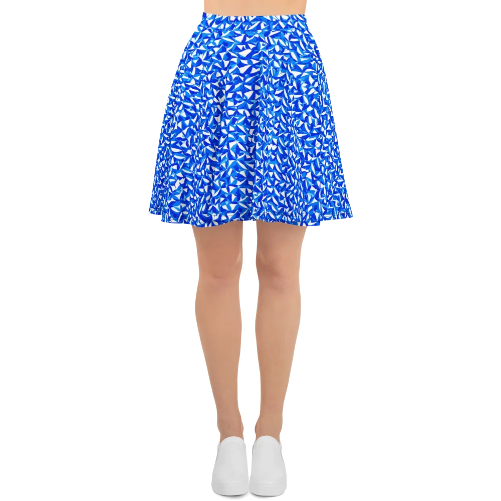 Azure Petal Static on Skater Skirt — Front