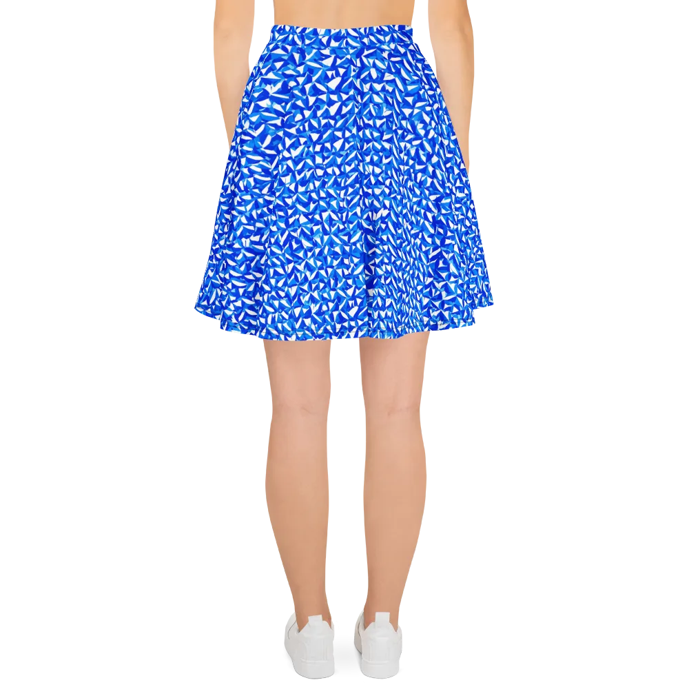 Azure Petal Static on Skater Skirt — Back