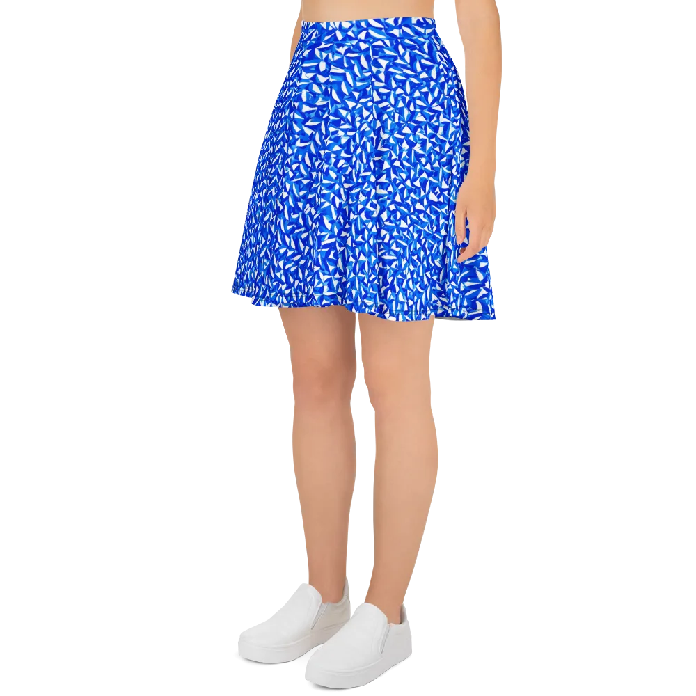 Azure Petal Static on Skater Skirt — Left