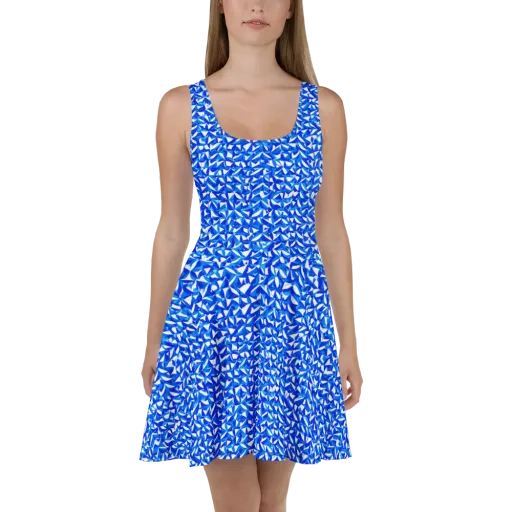 Azure Petal Static on a Skater Dress
