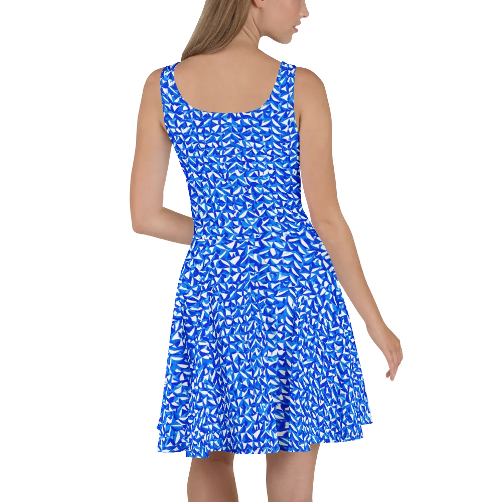 Azure Petal Static on Skater Dress — Back