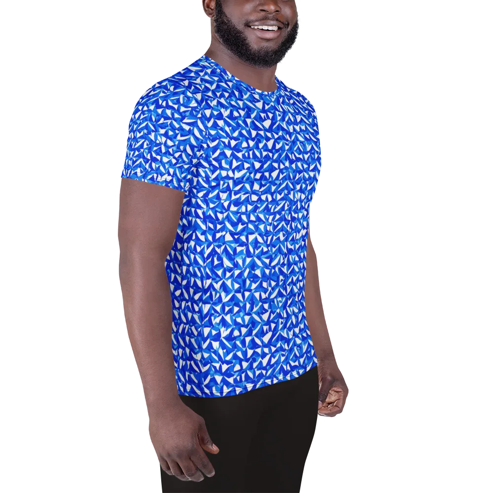 Azure Petal Static on Men's Athletic T-Shirt — Right