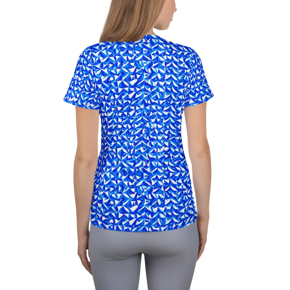 Azure Petal Static on Women's Athletic T-Shirt — Back