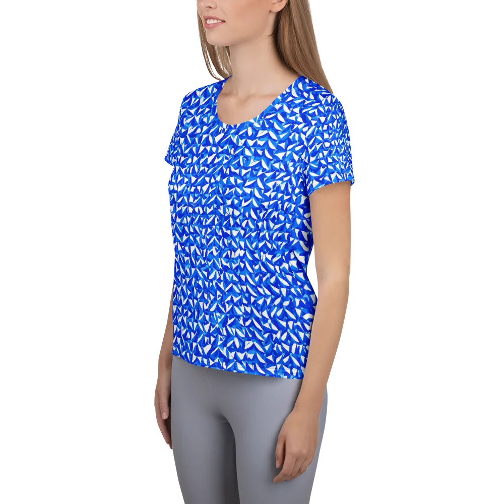 Azure Petal Static on Women's Athletic T-Shirt — Left