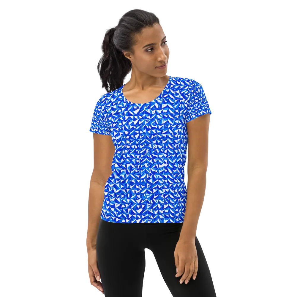 Azure Petal Static on Women's Athletic T-Shirt — Front
