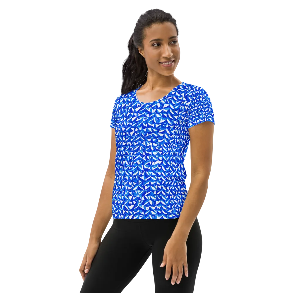 Azure Petal Static on Women's Athletic T-Shirt — Left