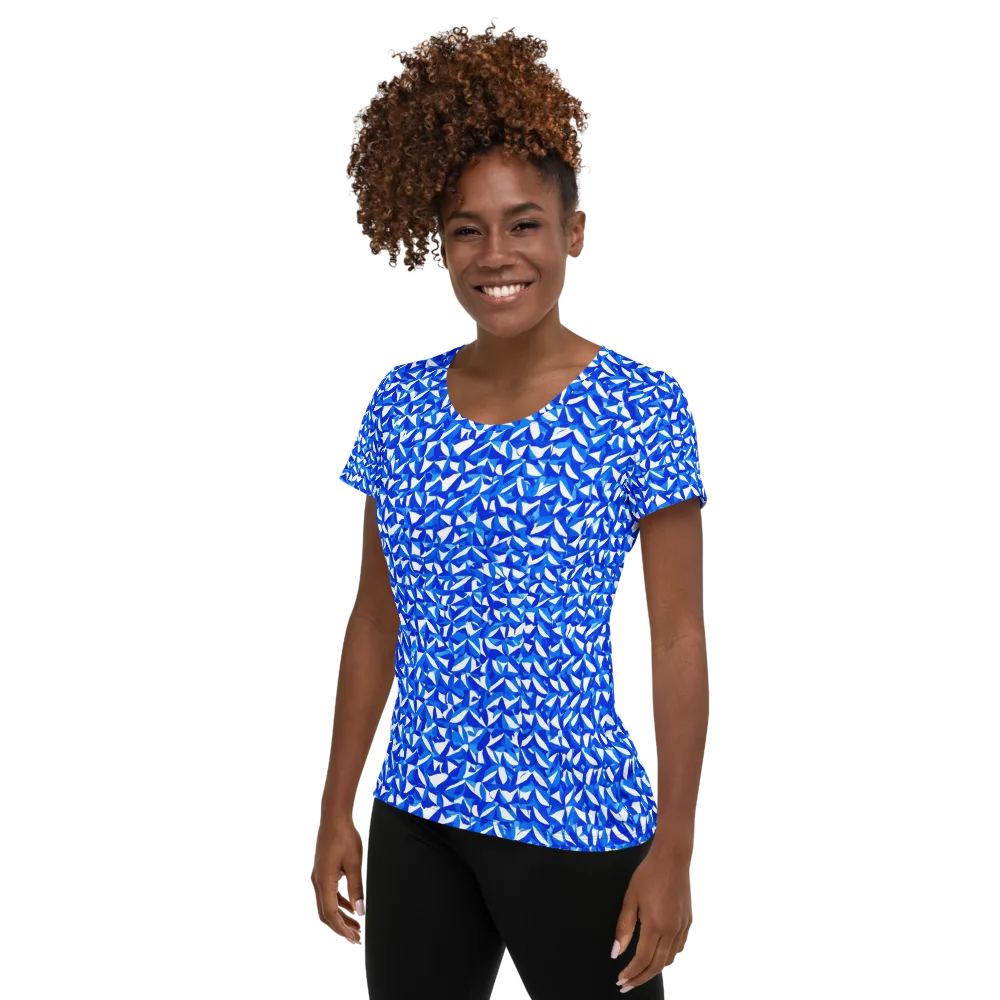 Azure Petal Static on Women's Athletic T-Shirt — Left