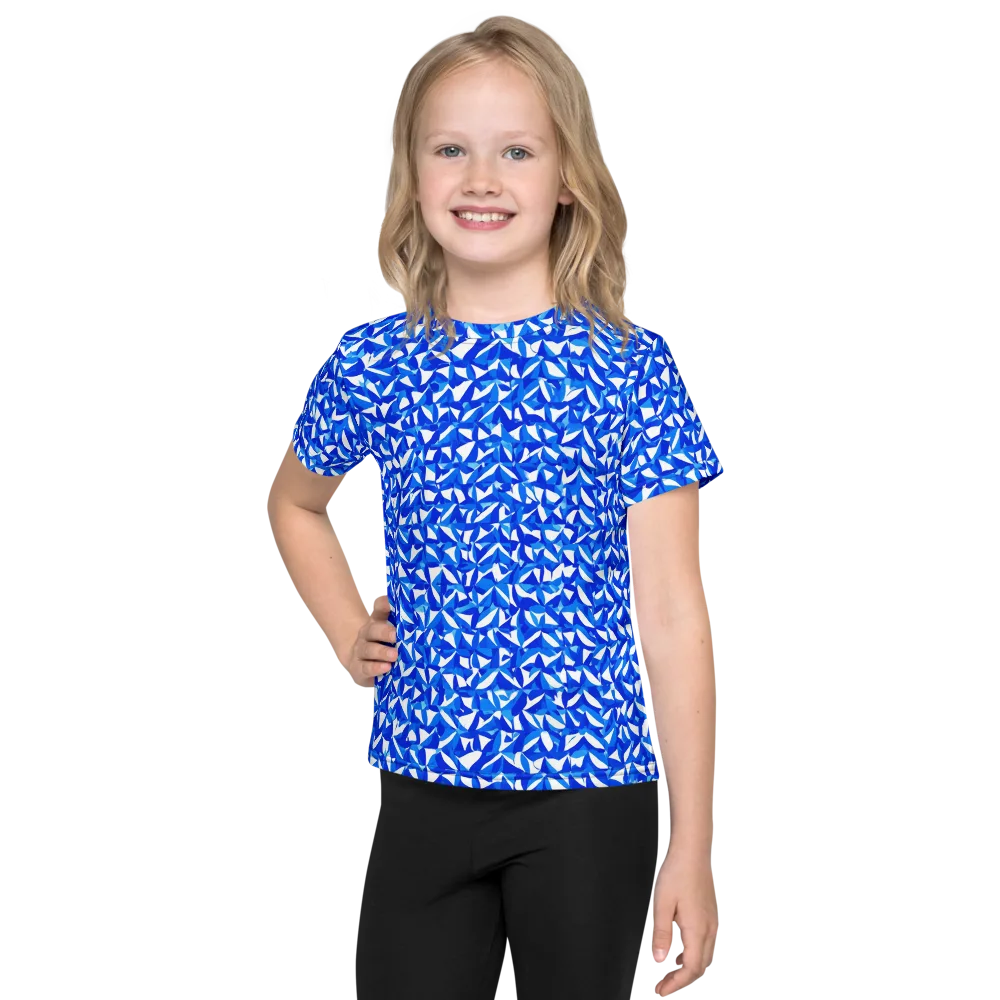 Azure Petal Static on Kids Crew Neck T-Shirt — Front