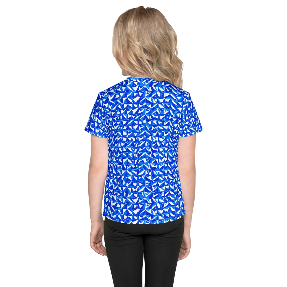 Azure Petal Static on Kids Crew Neck T-Shirt — Back