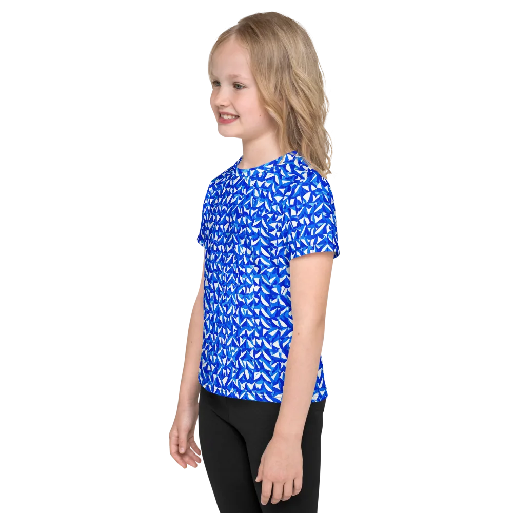 Azure Petal Static on Kids Crew Neck T-Shirt — Left