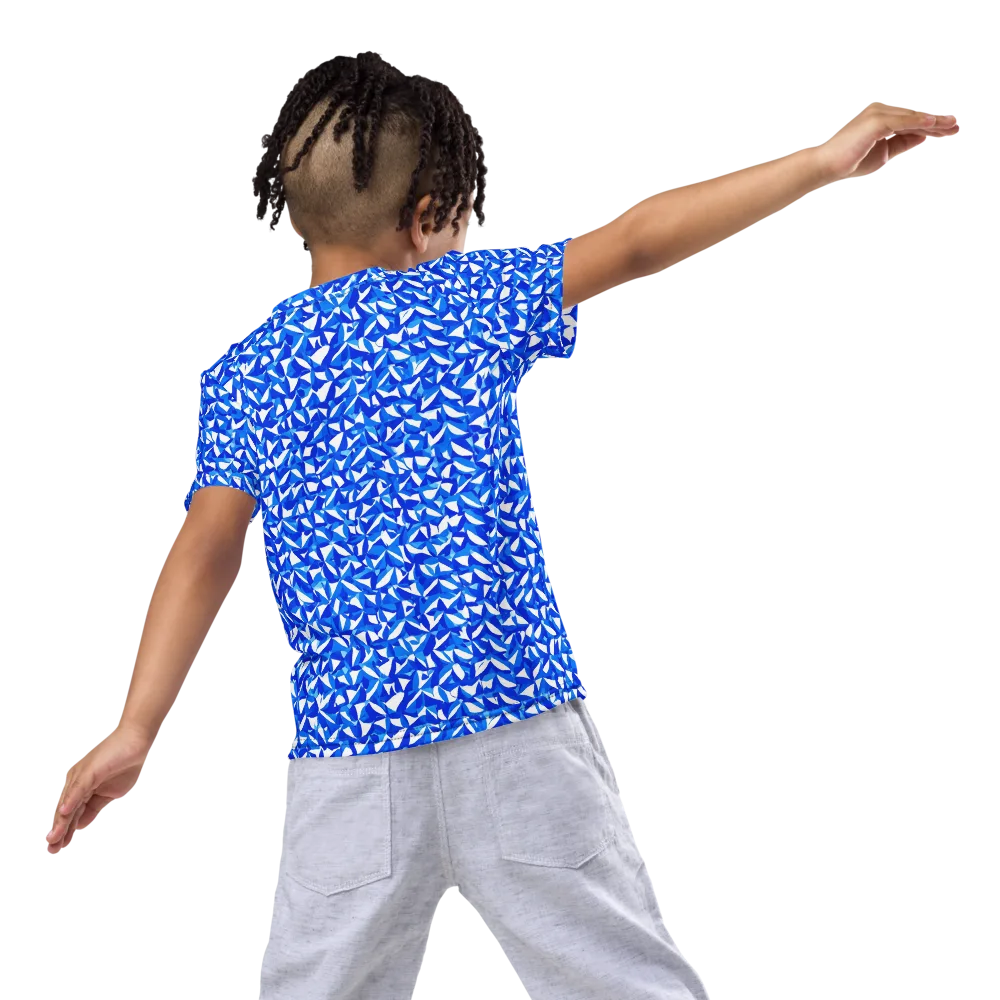 Azure Petal Static on Kids Crew Neck T-Shirt — Back