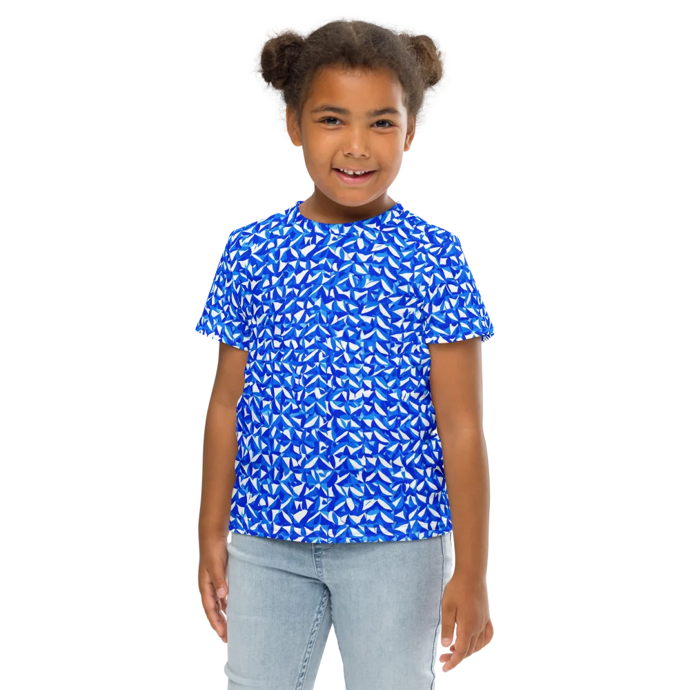 Azure Petal Static on Kids Crew Neck T-Shirt — Front
