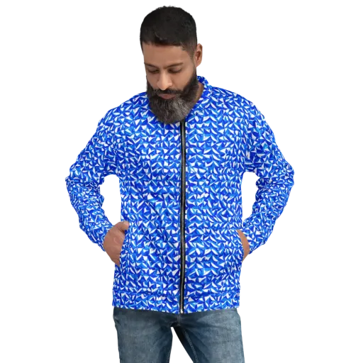 Azure Petal Static on a Bomber Jacket
