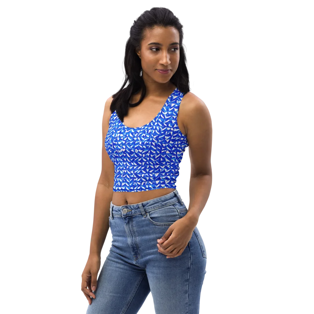 Azure Petal Static on Crop Top — Left Front