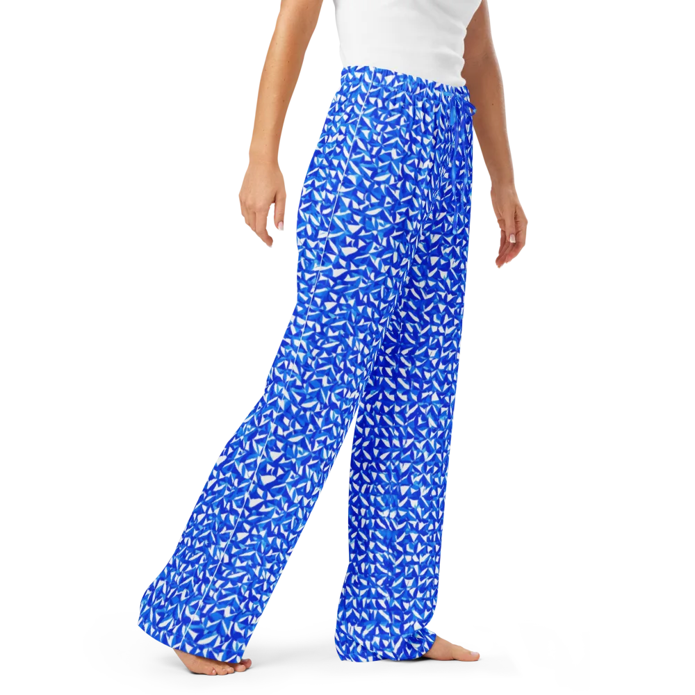 Azure Petal Static on Women's Pajama Pants — Right Front
