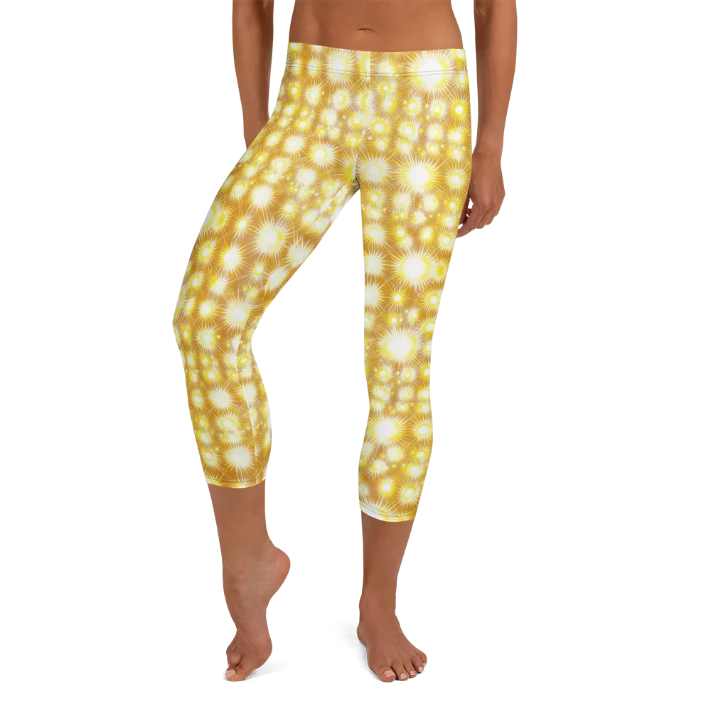 Golden Radiance on Capri Leggings — Front