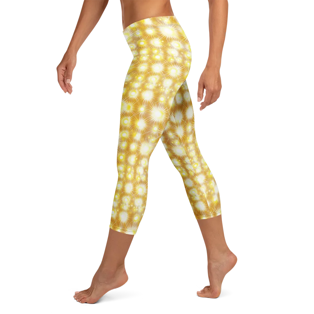 Golden Radiance on Capri Leggings — Left