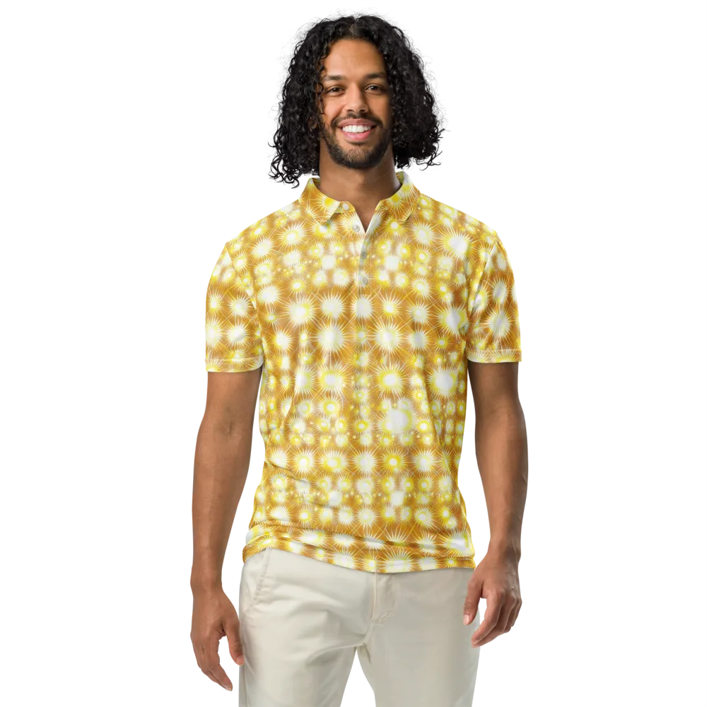 Golden Radiance on Men's Slim Fit Polo Shirt — Front