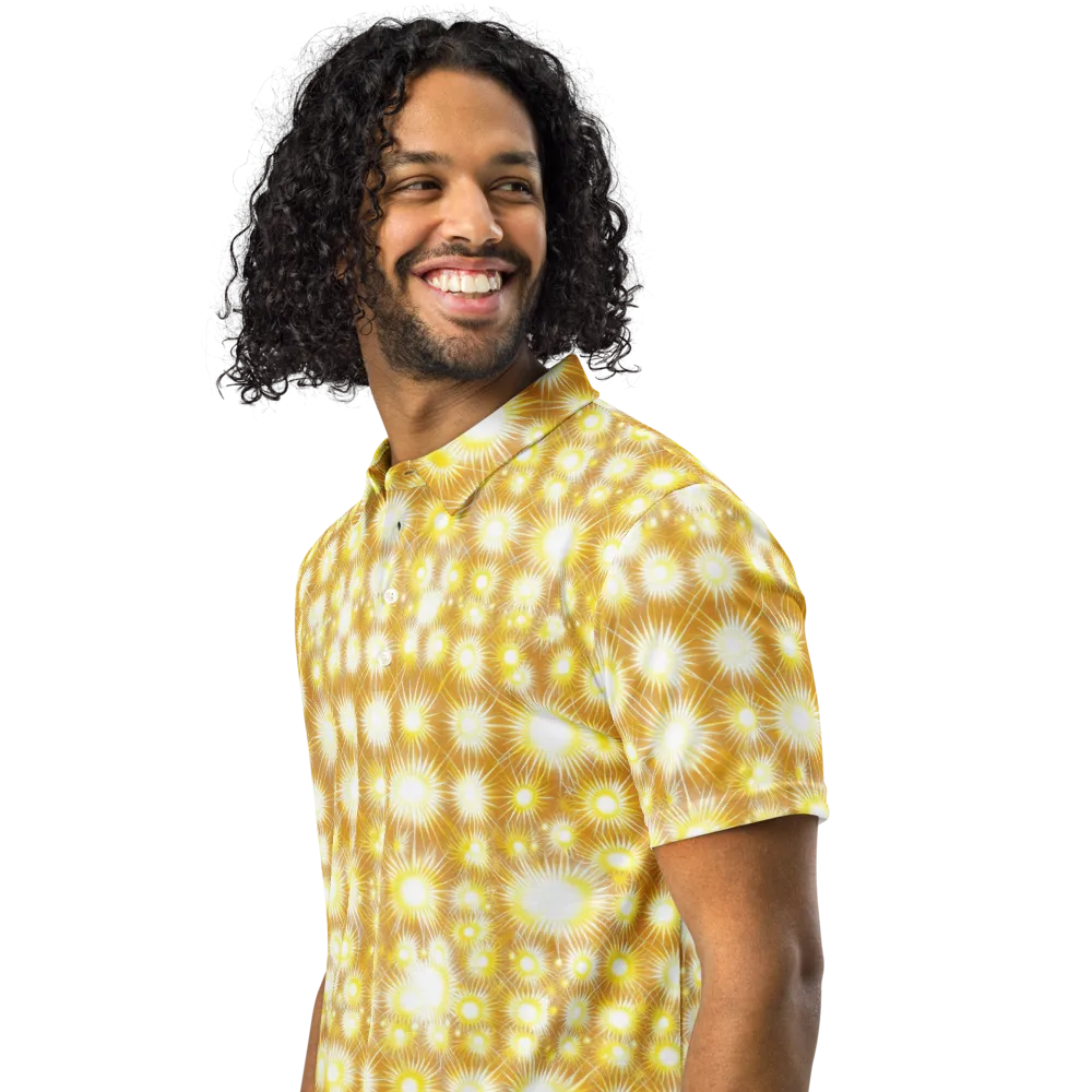 Golden Radiance on Men's Slim Fit Polo Shirt — Left Front