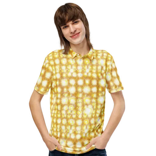 Golden Radiance on a Men's Slim Fit Polo Shirt