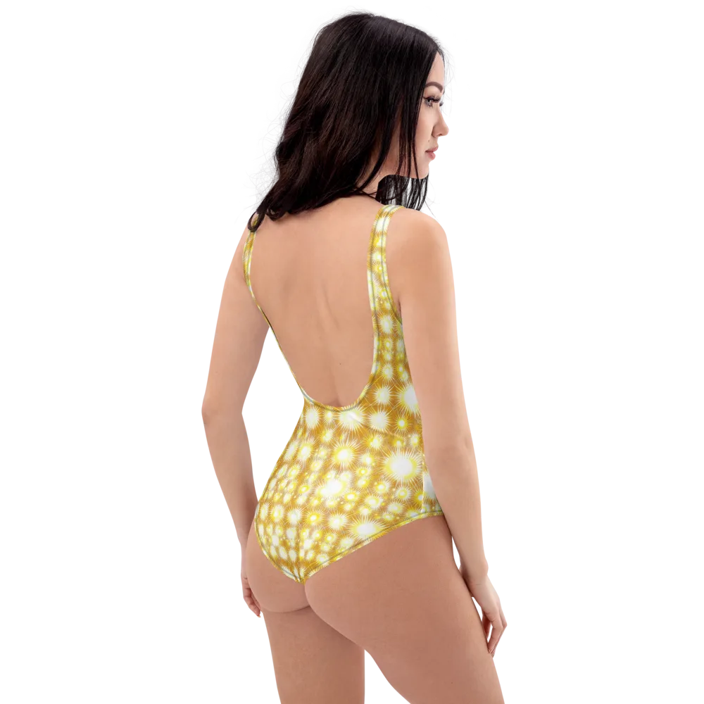 Golden Radiance on One-Piece Swimsuit — Right Back