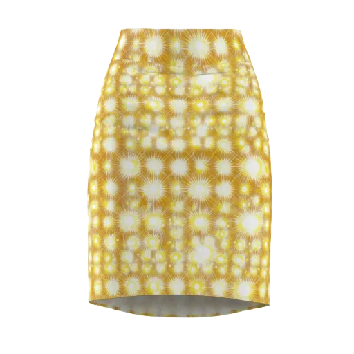 Golden Radiance on a Pencil Skirt