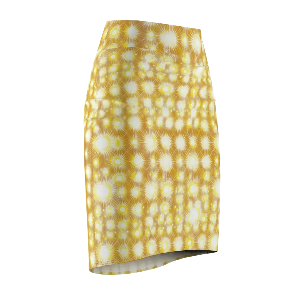 Golden Radiance on Pencil Skirt — Front Side