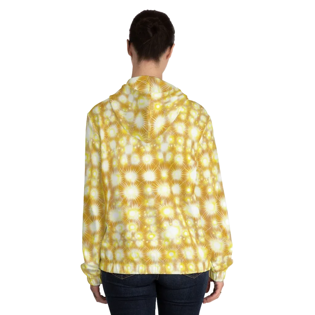 Golden Radiance on Women's Full-Zip Hoodie — Back On Person