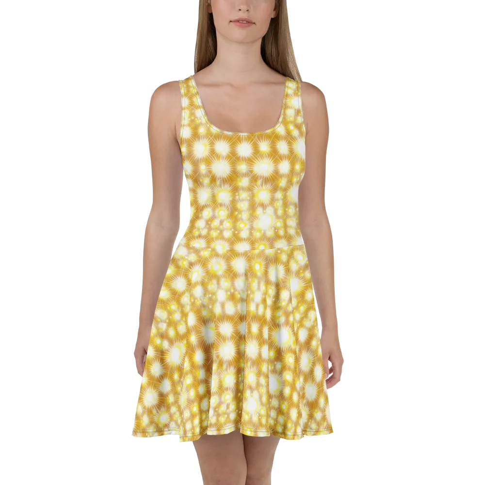 Golden Radiance on Skater Dress — Front