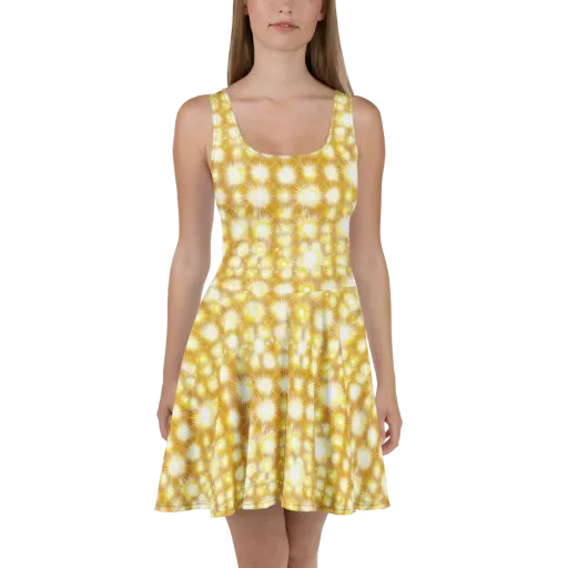 Golden Radiance on a Skater Dress