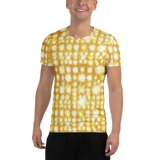 Golden Radiance on a Men's Athletic T-Shirt