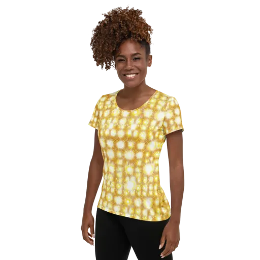 Golden Radiance on a Women's Athletic T-Shirt