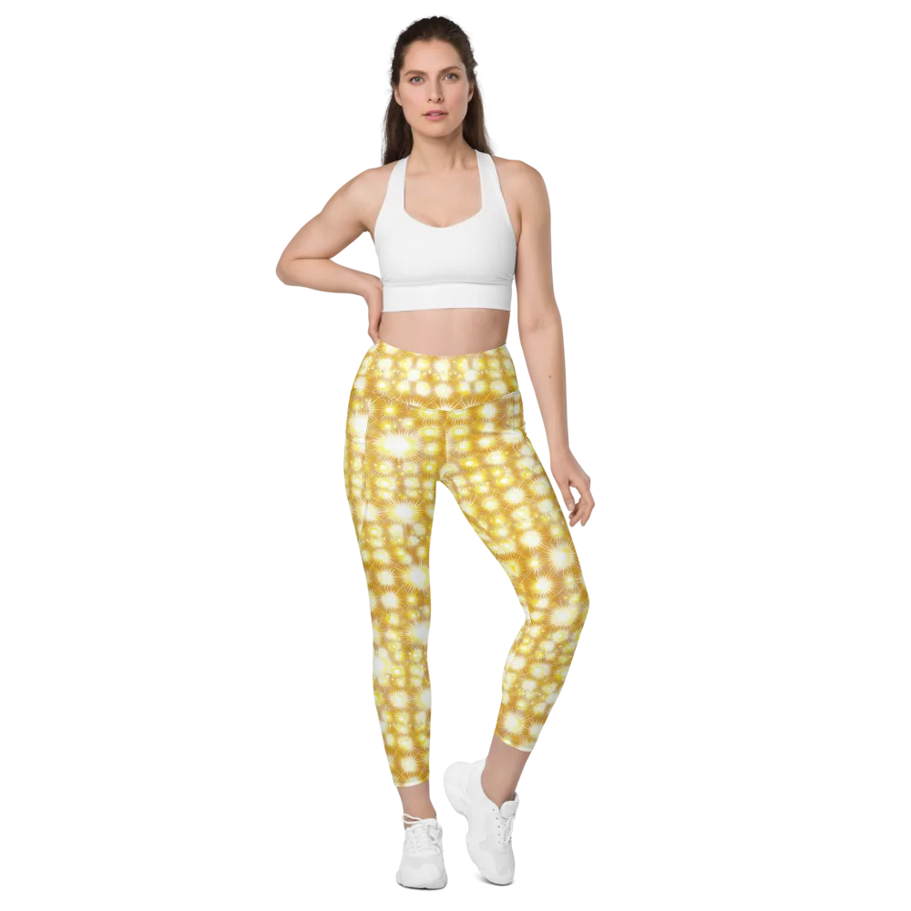 Golden Radiance on Leggings with Pockets — Front