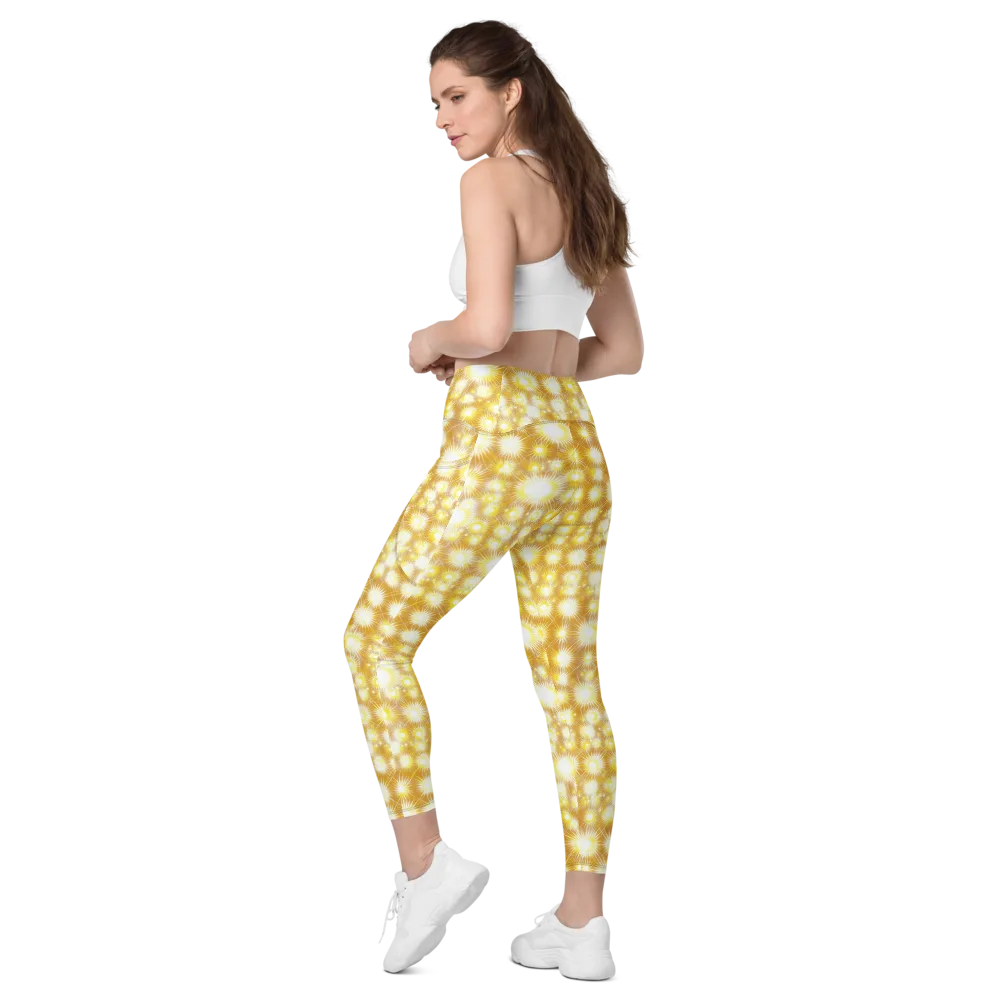 Golden Radiance on Leggings with Pockets — Left Back